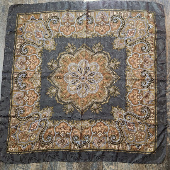 seta Accessories - 100% Seta PURA Silk, Made In ITALY Scarf, Neutrals, 34x34, Hand Rolled Edge